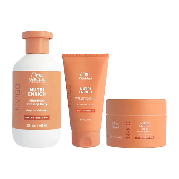 Pachet nutritiv pentru par uscat nutri enrich - sampon 300ml, masca 150ml, crema anti-frizz 150ml