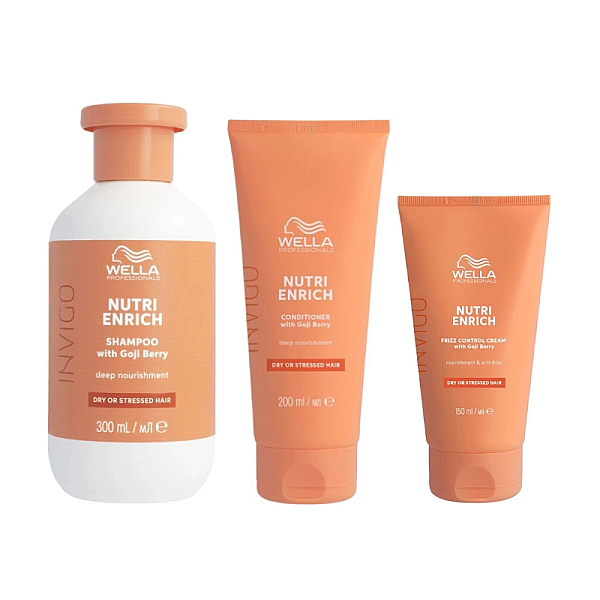 Pachet nutritiv pentru par uscat nutri enrich - sampon 300ml, balsam 200ml, crema anti-frizz 150ml