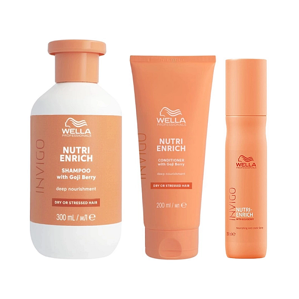 Pachet nutritiv pentru par uscat nutri enrich - sampon 300ml, balsam 200ml, spray anti-static 150ml