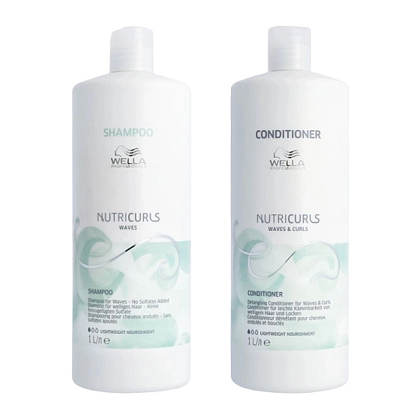 Pachet pentru par cret sau ondulat care nutricurls - sampon 1000ml, balsam 1000ml