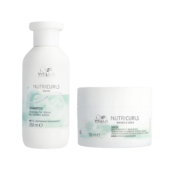 Pachet pentru par cret sau ondulat care nutricurls - sampon 250ml, masca 150ml