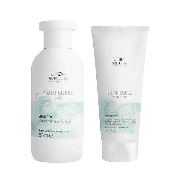 Pachet pentru par cret sau ondulat care nutricurls - sampon micelar 250ml, balsam 200ml