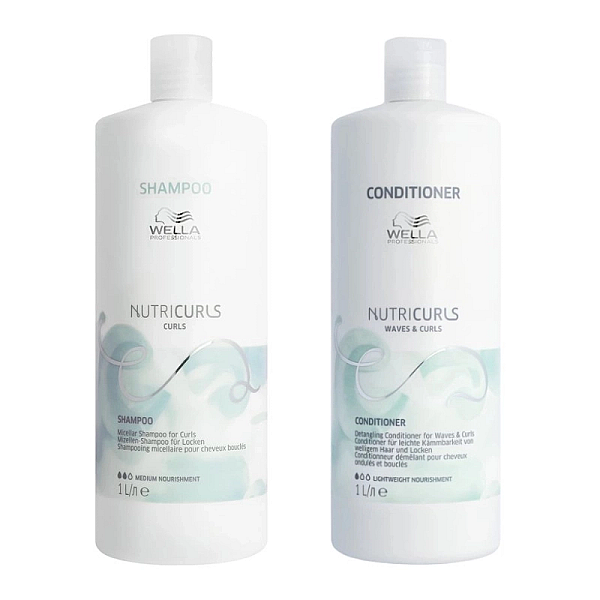 Pachet pentru par cret sau ondulat care nutricurls - sampon micelar 1000ml, balsam 1000ml