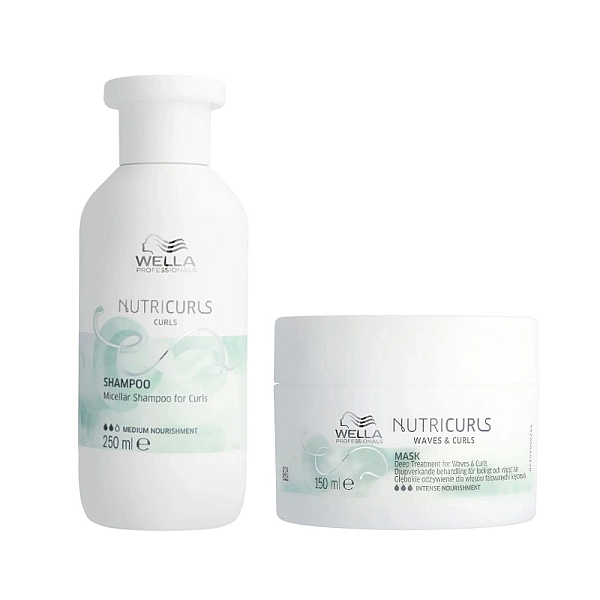 Pachet pentru par cret sau ondulat care nutricurls - sampon micelar 250ml, masca 150ml