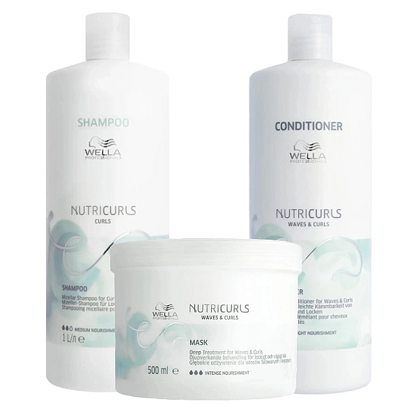Pachet pentru par cret care nutricurls - sampon micelar 1000ml, balsam 1000ml, masca 500ml