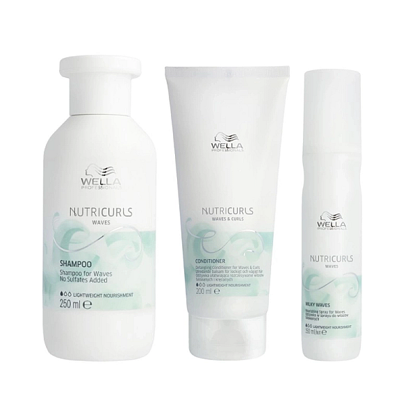 Pachet pentru par cret sau ondulat care nutricurls - sampon 250ml, balsam 200ml, spray 150ml