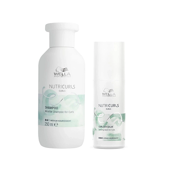 Pachet pentru par cret sau ondulat care nutricurls - sampon micelar 250ml, balsam curlixir 150ml