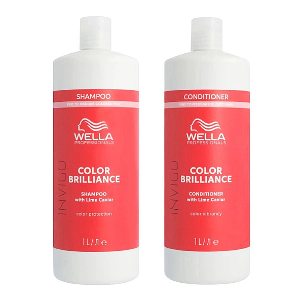 Pachet pentru par vopsit fine invigo brilliance - sampon 1000ml, balsam 1000ml