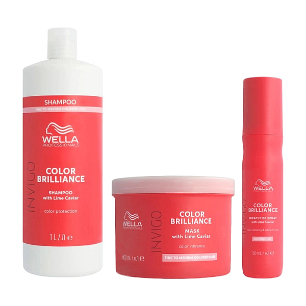 Pachet pentru par vopsit fine invigo brilliance - sampon 1000ml, masca 500ml, spray miracle 150ml