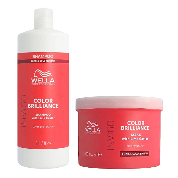 Pachet par vopsit cu structura puternica coarse invigo brilliance - sampon 1000ml, masca 500ml