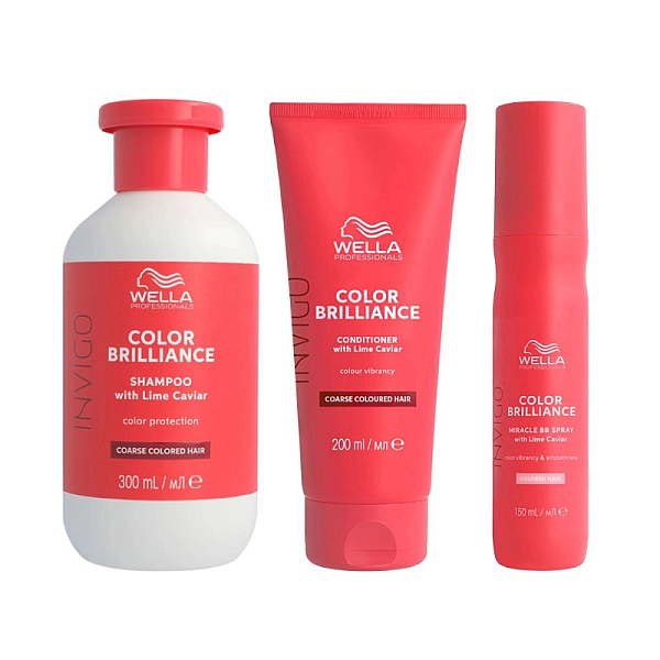 Pachet par vopsit structura puternica coarse brilliance - sampon 300ml, balsam 200ml, spray 150ml