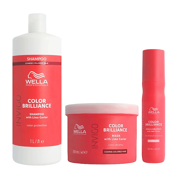 Pachet par vopsit structura puternica coarse brilliance - sampon 1000ml, masca 500ml, spray 150ml