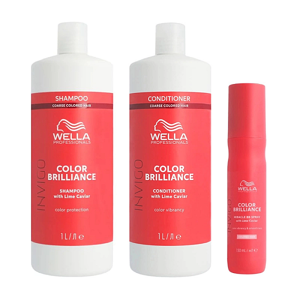 Pachet par vopsit structura puternica coarse brilliance - sampon 1000ml, balsam 1000ml, spray 150ml
