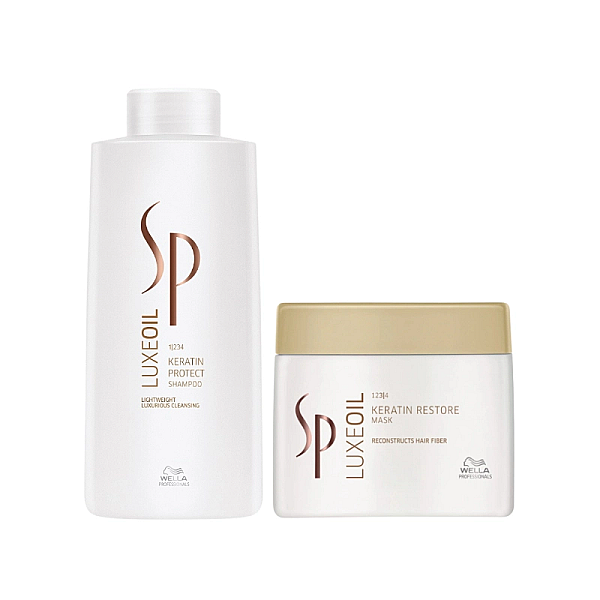 Pachet repararea parului wella sp luxe oil keratin - sampon 1000ml, masca 400ml