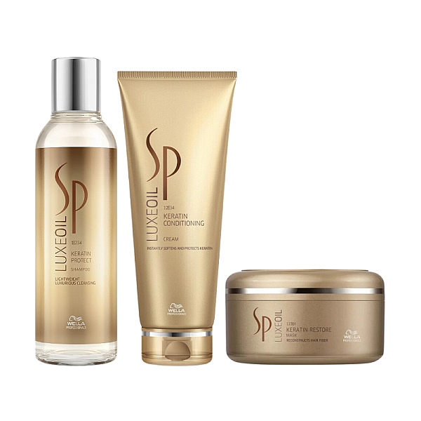 Pachet repararea parului wella sp luxe oil keratin - sampon 200ml, balsam 200ml, masca 150ml
