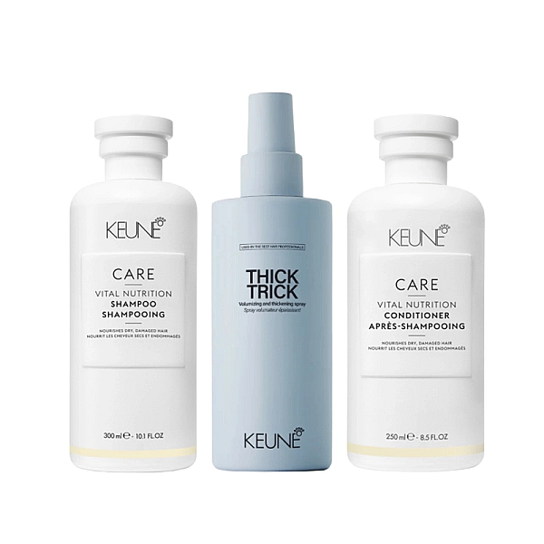 Pachet par uscat care vital nutrition - sampon 300ml, balsam 250ml, protectie termica 200ml