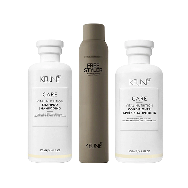 Pachet par uscat care vital nutrition - sampon 300ml, balsam 250ml, fixativ 300ml