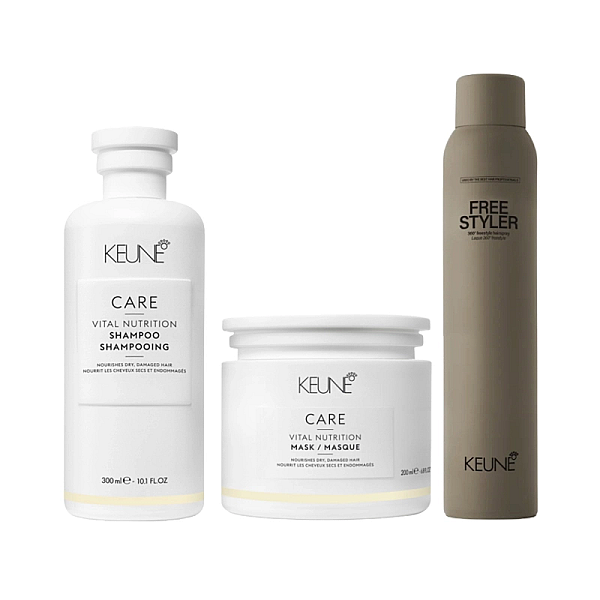 Pachet par uscat care vital nutrition - sampon 300ml, masca 200ml, fixativ 300ml