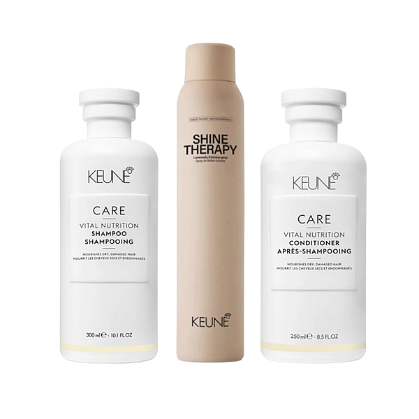 Pachet par uscat care vital nutrition - sampon 300ml, balsam 250ml, spray stralucire 200ml