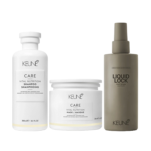 Pachet par uscat care vital nutrition - sampon 300ml, masca 200ml, fixativ lichid 200ml