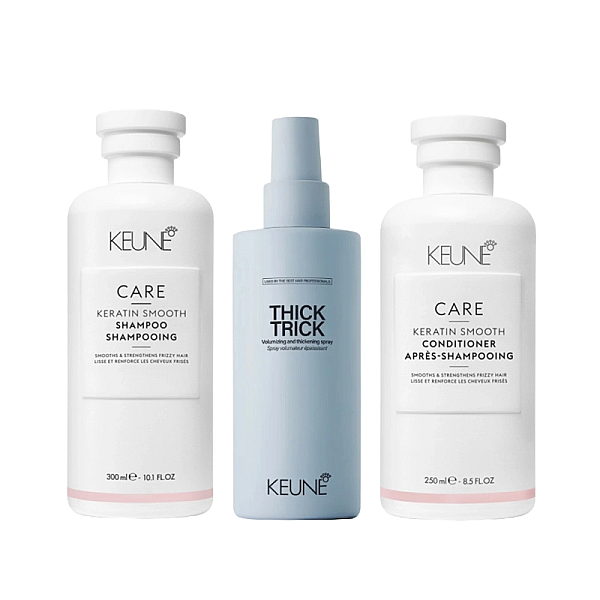 Pachet par netezire care keratin smooth - sampon 300ml, balsam 250ml, protectie termica 200ml