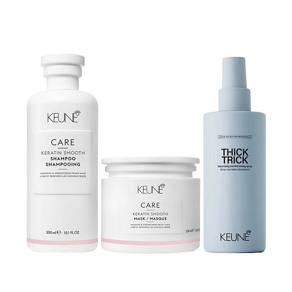 Pachet par netezire care keratin smooth - sampon 300ml, masca 200ml, protectie termica 200ml