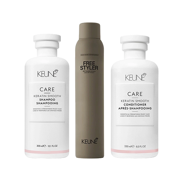 Pachet par netezire care keratin smooth - sampon 300ml, balsam 250ml, fixativ 300ml