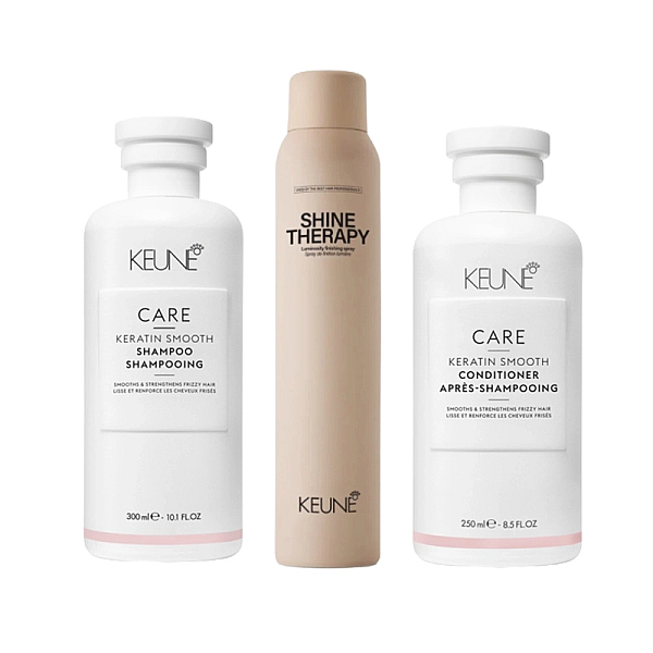 Pachet par netezire care keratin smooth - sampon 300ml, balsam 250ml, spray stralucire 200ml