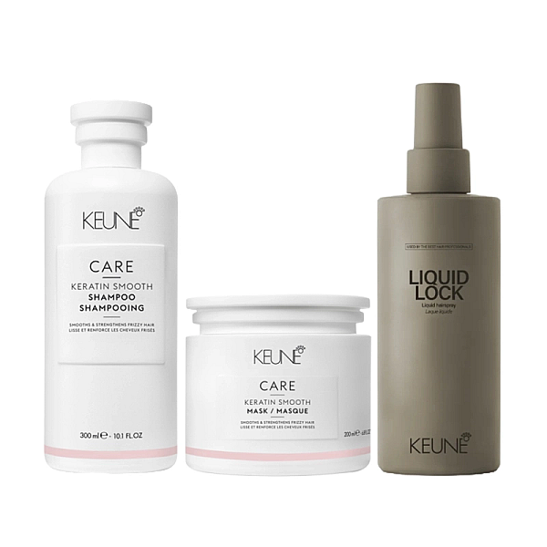 Pachet par netezire care keratin smooth - sampon 300ml, masca 200ml, fixativ lichid 200ml