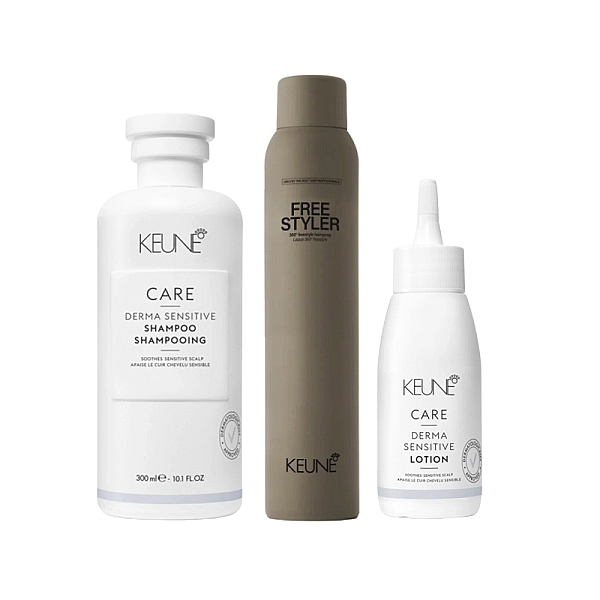 Pachet pentru scalp sensibil care derma sensitive - sampon 300ml, lotiune 75ml, fixativ 300ml
