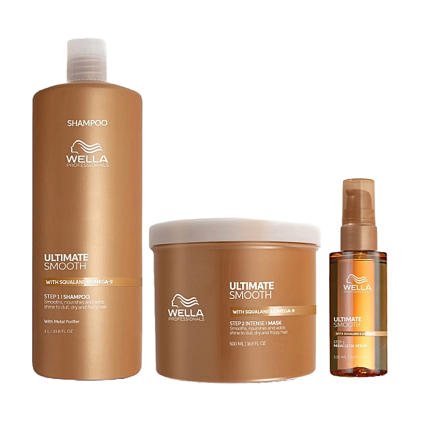 Pachet hidratant pentru par uscat ultimate smooth - sampon 1000ml, masca 500ml, ulei 100ml