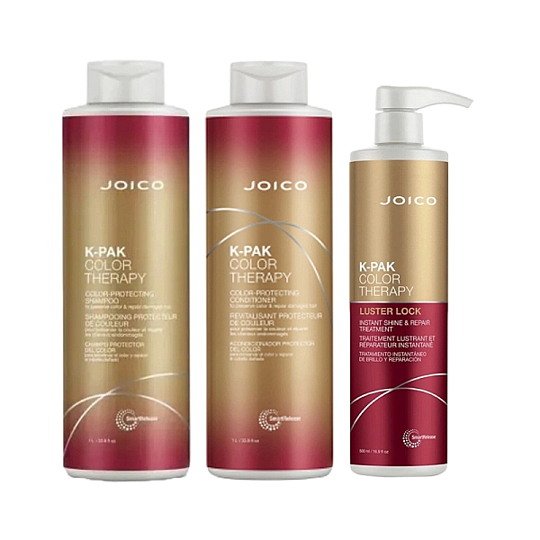 Pachet pentru par vopsit  k-pak color therapy - sampon 1000ml, balsam 1000ml, tratament 500ml