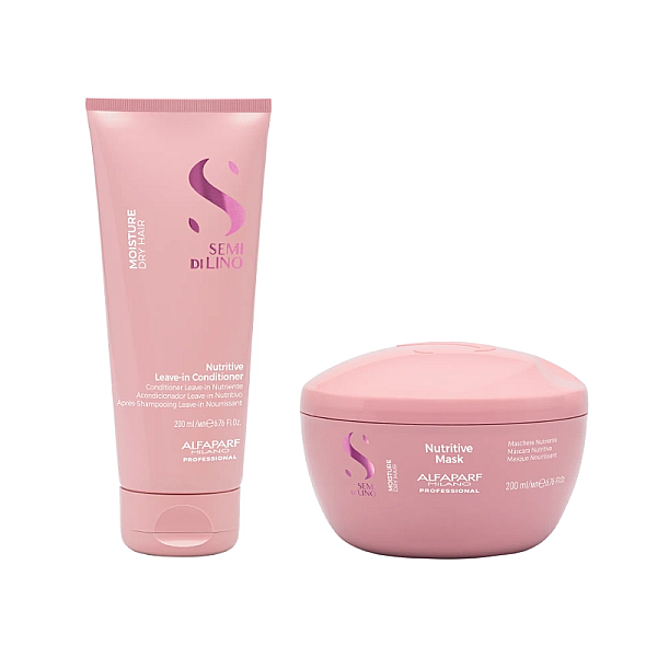 Pachet hidratare semi di lino moisture alfaparf - balsam 200ml, masca 200ml