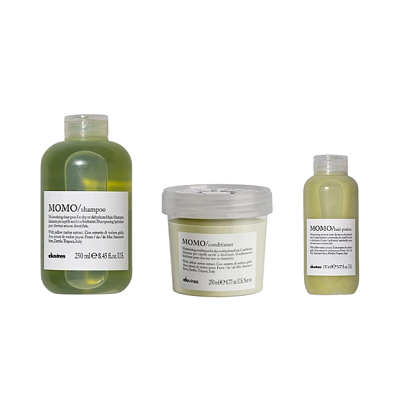 Set de hidratare pentru parul uscat momo - sampon 250ml, balsam 250ml, crema 150ml