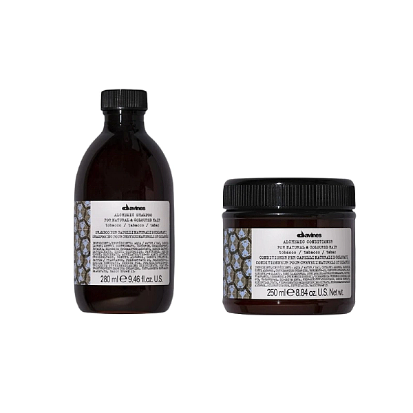 Set pentru imbunatatirea culorii parului saten mediu alchemic tobacco - sampon 280ml, balsam 250ml