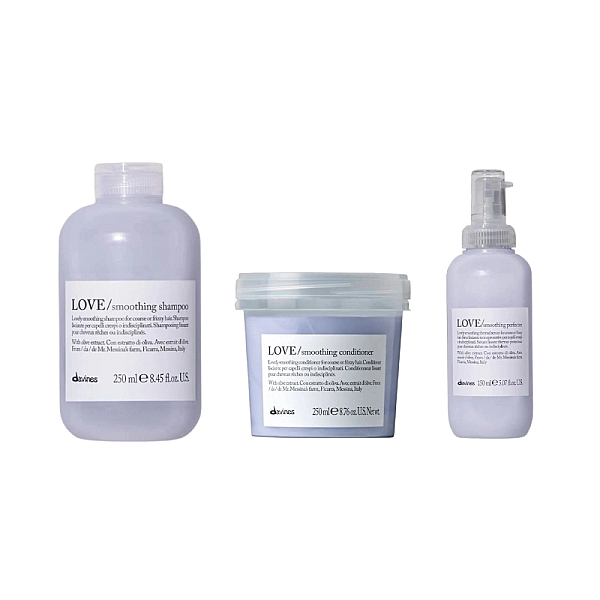 Set pentru netezirea parului rebel love - sampon 250ml, balsam 250ml, crema 150ml