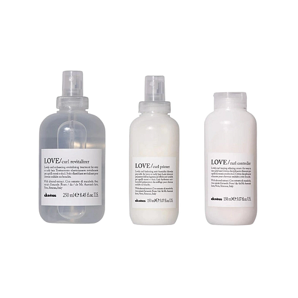 Set stilizare a parului cret sau ondulat love curl - spray 250ml, lapte hidratant 150ml, crema 150ml