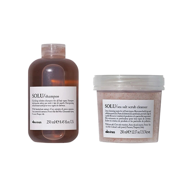 Set pentru curatarea profunda a parului solu - sampon 250ml, scrub 250ml