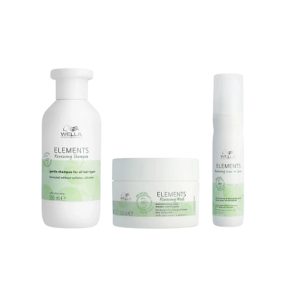 Pachet de regenerare a parului elements renewing - sampon 250ml, masca 150ml, spray leave-in 150ml