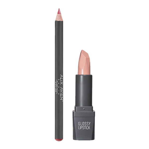 Set ruj glossy lipstick 301 si creion waterproof lip pencil 07