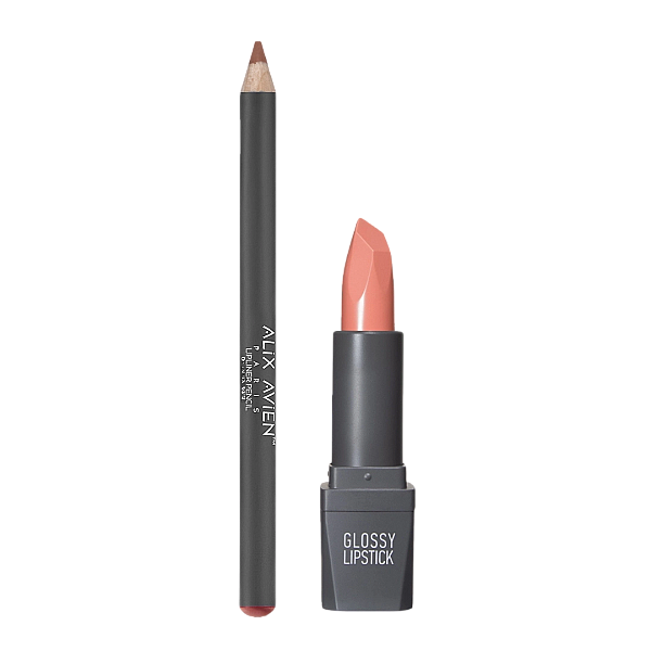 Set ruj glossy lipstick 304 si creion waterproof lip pencil 06