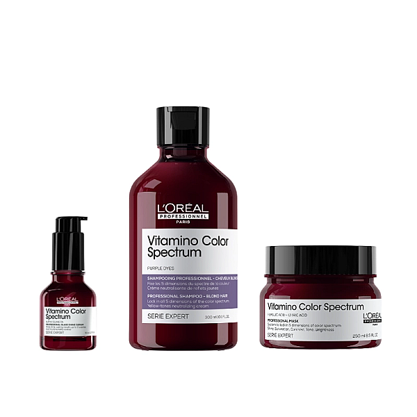 Pachet par vopsit expert vitamino color spectrum -  sampon purple 300ml, masca 250ml, serum 50ml