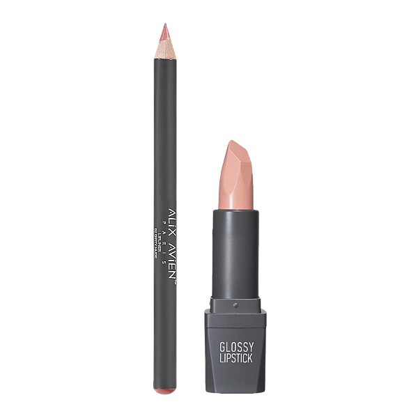 Set ruj glossy lipstick 301 si creion waterproof lip pencil 02