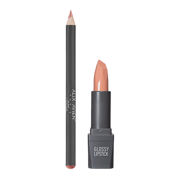 Set ruj glossy lipstick 302 si creion waterproof lip pencil 01