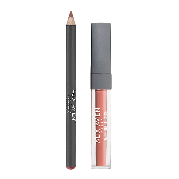 Set ruj matte liquid lipstick 502 si creion waterproof lip pencil 06
