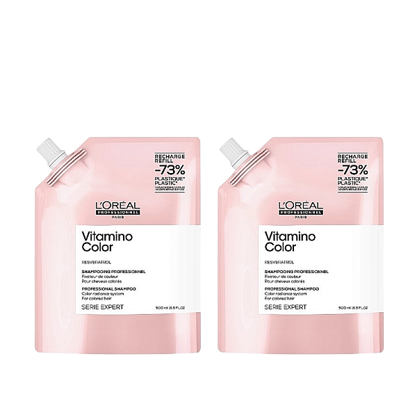Pachet 2 x rezerva sampon pentru mentinerea culorii parului vopsit vitamino color 500ml