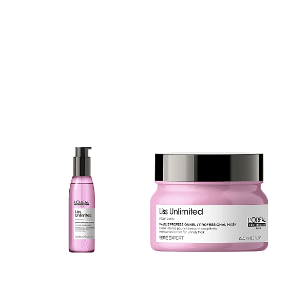 Pachet pentru par indisciplinat liss unlimited - masca 250ml, ser 125ml
