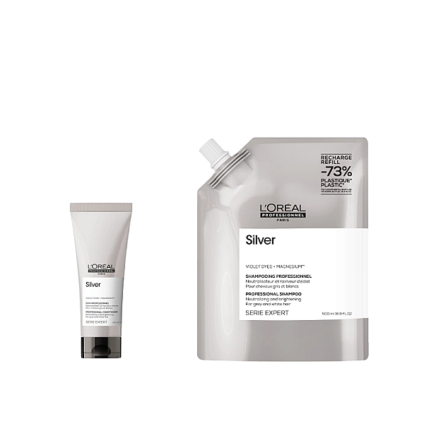 Pachet pentru par blond expert silver - rezerva sampon 500ml, balsam 200ml