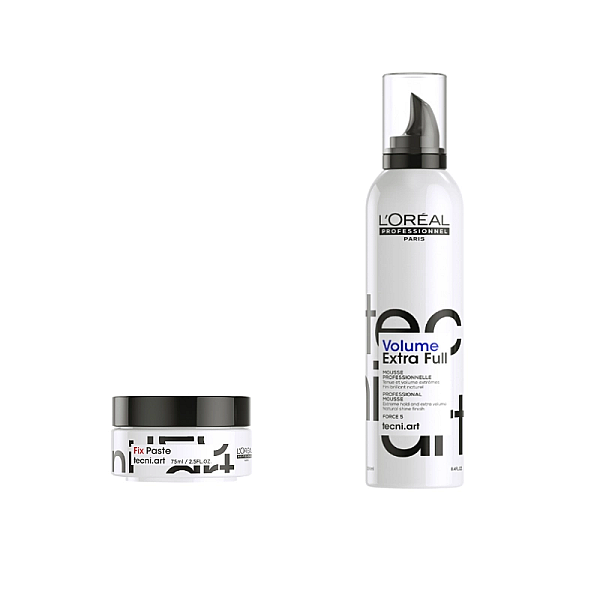 Pachet styling tecni.art - spuma de par 250ml, pasta fixare 75ml