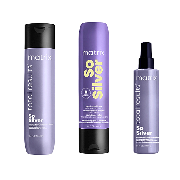 Pachet pentru parul blond so silver - sampon 300ml, balsam 300ml, spray 200ml